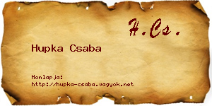 Hupka Csaba névjegykártya